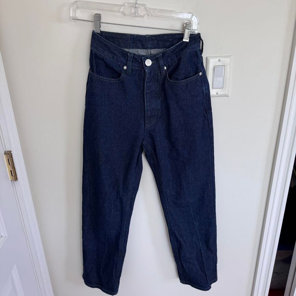 Minimalist Raw Denim Jeans Straight Leg Dark Wash Japanese inspired utilitarian